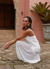 Heavenly Linen Maxi Dress - White