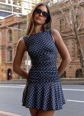 Kelda Mini Dress - Black Polkadot