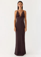 Indya Halter Maxi Dress - Chocolate
